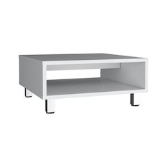Chiniak Coffee Table, 1 shelf, 4 legs, White