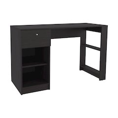 Tolsona Desk, 1 Drawer, 2 Shelves, Black