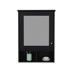 Anamoose Medicine Cabinet with 5 Shelves, 1 Door, and 1 Mirror, Black Wengue