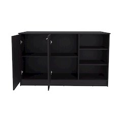 Mars Kitchen Island Two Cabinets, Three Open Shelves, Black Wengue