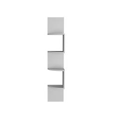 Roy Corner Floating Shelf, Modern 4-Tier Display, White -Living Room