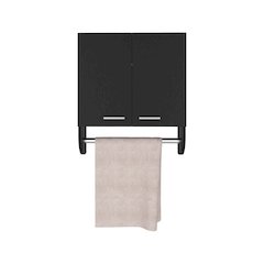 Huslia Medicine Cabinet with 2 Shelves and 2 Doors, Black Wengue