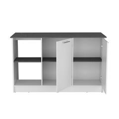 Kitchen Island with Large Countertop, Shelves and Double Door Cabinet