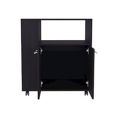 Bremerton Kitchen Cart, 2 Doors, 3 Shelves, 4 Wheels, Black Wengue