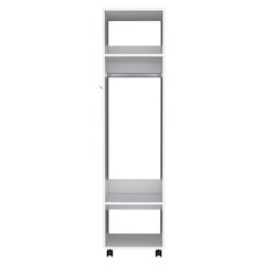 Cordova Armoire with 3 Shelves, 1 Mirror, and 4 Wheels, White