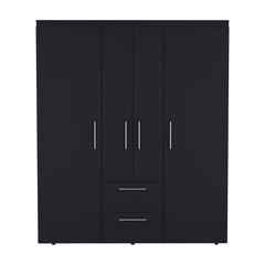 Valier Wardrobe, Deluxe Armoire with Multiple Storage Options and Metal Accents