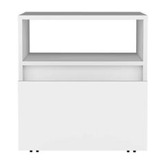 DEPOT E-SHOP Wasilla Nightstand with Open Shelf, 1 Drawer and Casters, White
