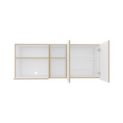 Sidman Wall Cabinet, 2 Doors, 4 Shelves, White / Natural Oak