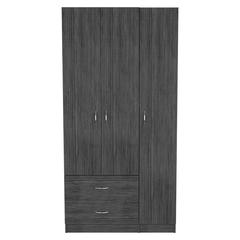 DEPOT E-SHOP Bosko 3 Doors Armoire, Two Drawers, One Door Cabinet, Two Door Cabients, Metal Rod, Smoky Oak/White, For Bedroom