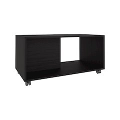 Denton Coffee Table, 4 Wheels, 1 Shelf, Black