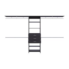 Salina Closet System, 3 Drawers, 5 Shelves, Black Wengue
