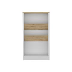 DEPOT E-SHOP Kenton Kitchen Island with 2 Bottle Organizer and Shelf