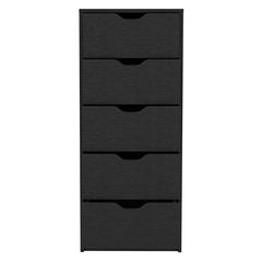 DEPOT E-SHOP Houma 5 Drawers Narrow Dresser, Slim Storage Chest of Drawers, Black