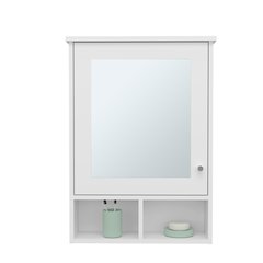 Anamoose Medicine Cabinet with 5 Shelves, 1 Door, and 1 Mirror, White