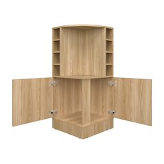 norwich Bar Cabinet, 2 Doors, 8 Wine Bottle Compartments, Natural Oak