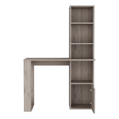 Ripley Writing Desk With Bookcase and Cabinet, Light Gray