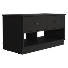 DEPOT E-SHOP Uranus Storage Bench-Two Drawers, Two Open Shelves-Black, For Bedroom