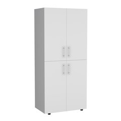 Armoire Wardrove 70" H, Double Doors, 6 Shelves, 2 Hanging Rods, White
