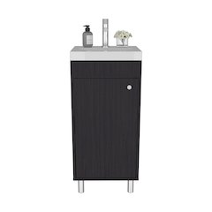 Valdez Bathroom Vanity, 1 Door, 4 Legs, 2 Shelves, Black Wengue