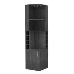 Egina Corner Bar Cabinet - Smoky Oak
