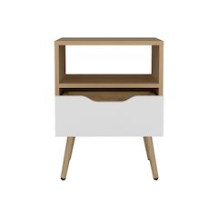 Speers Nightstand, 1 Drawer, 1 Shelf, Natural Oak / White