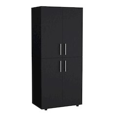 Armoire Wardrove 70" H, Double Doors, 6 Shelves, 2 Hanging Rods, Black
