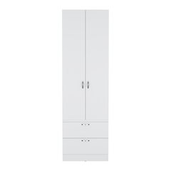 Armoire Wardrove 76" H, Hanging Rod, 2 Drawers, 1 Shelf, White