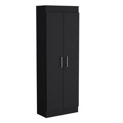 Teller Pantry Cabinet with 5 Shelves, Black -Kitchen