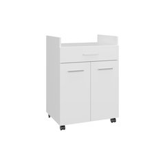 Epps Kitchen Cart, 2 Doors, 1 Drawer, 4 Wheels, 2 Shelves, White