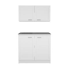 DEPOT E-SHOP Agate Cabinet Set, Two Parts Set, Countertop-White, For Kitchen