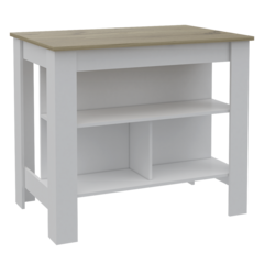 Antibacterial Delos Kitchen Island White-Light Oak