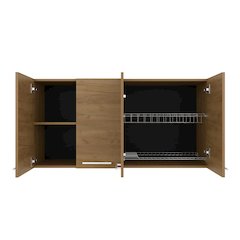 Oceana 120 Wall Cabinet, Four Doors, Two Cabinets, Two Shelves, Natural Oak
