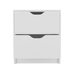 DEPOT E-SHOP Houma Double Drawer Nightstand, Bedside Table, White