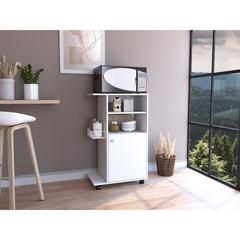 DEPOT E-SHOP Opal Kitchen Cart, Microwave Countertop, One-Door Cabinet, Four Caster Wheels- White, For Living Room