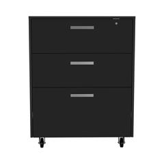 DEPOT E-SHOP Danbury Storage Cabinet-Drawer Base Cabinet, Three Drawers, Countertop, Four Caster Wheels -Black, For Office
