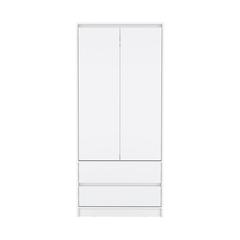 DEPOT E-SHOP Palmer 2 Drawers Armoire, Wardrobe Closet with Hanging Rod, White