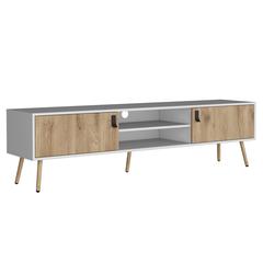 Toka TV Rack with 2 Hinged Doors and Central Shelves