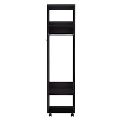 Cordova Armoire with 3 Shelves, 1 Mirror, and 4 Wheels, Black
