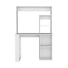 Ethel Writing Computer Desk with Storage Shelves and Hutch, White
