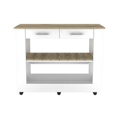 Delos 46 Kitchen Island White-Light Oak
