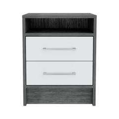 Leyva Nightstand - Smoky Oak/White