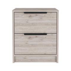 DEPOT E-SHOP Egeo Night Stand, Two Drawers, Countertop, Light Grey, For Bedroom