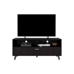 Leary Tv Stand, 1 Door, 2 Shelves, Black Wengue