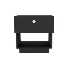 DEPOT E-SHOP Macon Single Drawer Nightstand with Open Storage Shelf, Black