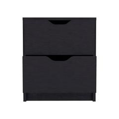 DEPOT E-SHOP Houma Double Drawer Nightstand, Bedside Table, Black