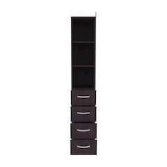 Magna Linen Cabinet, Three Shelves, Four Drawers, Black