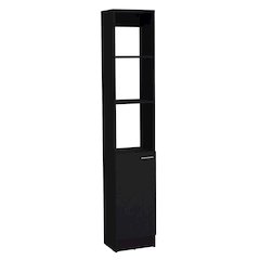 Linen Cabinet, 1 Door, 6 Shelves, Black