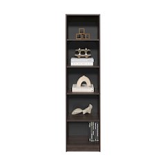 Vinton XS Bookcase Compact Bookshelf, Dark Walnut / Black Wengue