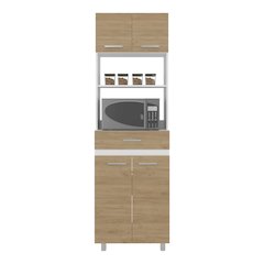 Beggs Kitchen Pantry, 4 Doors, 1 Drawer, 4 Legs, 4 Shelves, Natural Oak / White