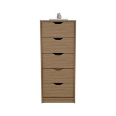 Houma 5 Drawers Narrow Dresser, Slim Storage Chest of Drawers, Natural Oak